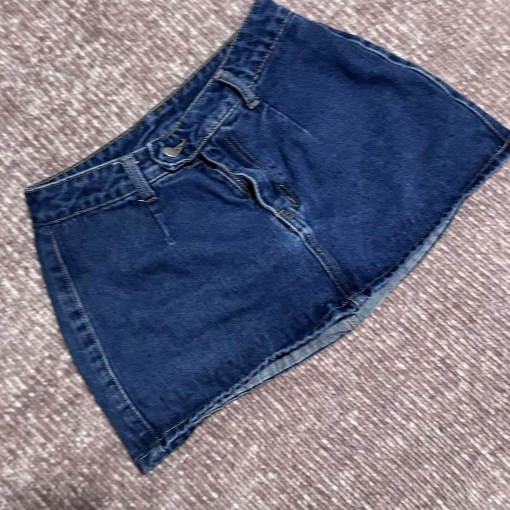 SHEIN Navy Blue Denim Mini Skirt Skort Tall Small Dark Wash Casual Women Bottoms